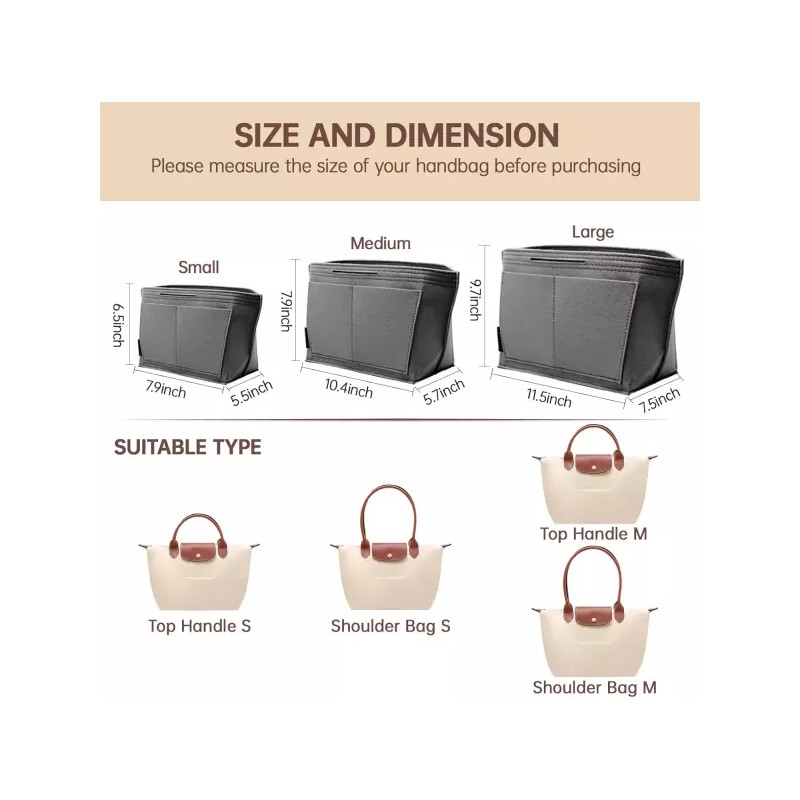 Longchamp 롱샹 르 플리지 프리미엄 펠트 가방 여성용 지갑 정리함