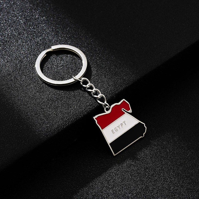 ROYALEAD Unique Egypt Map Flag Keyring Keychain Personality Stainless Steel