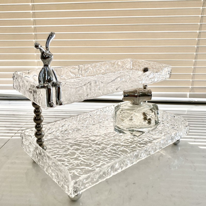 Bathroom Countertop Organizer Shelf 2 Tier Acrylic Water Wave Bathroom