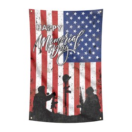 One Memorial Day Two Shadows Remember Our Heroes Flag 2x3FT Festival Happy Decoration Indoor and Outdoor Garden Railings Porch Decoration