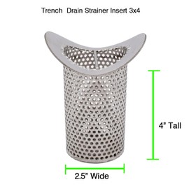 Stainless Steel Drain Strainer for 3" Commercial Trench Drains | 4" Long