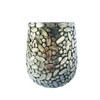 Creative Co-Op Round Glass Mosaic Votive Candleholder, Pewter Finish