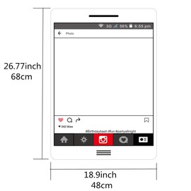 Photobooth Props Props Frame, Mobile Phone Shape Happy Birthday Party Photo Booth Selfie Picture Frame (Black)