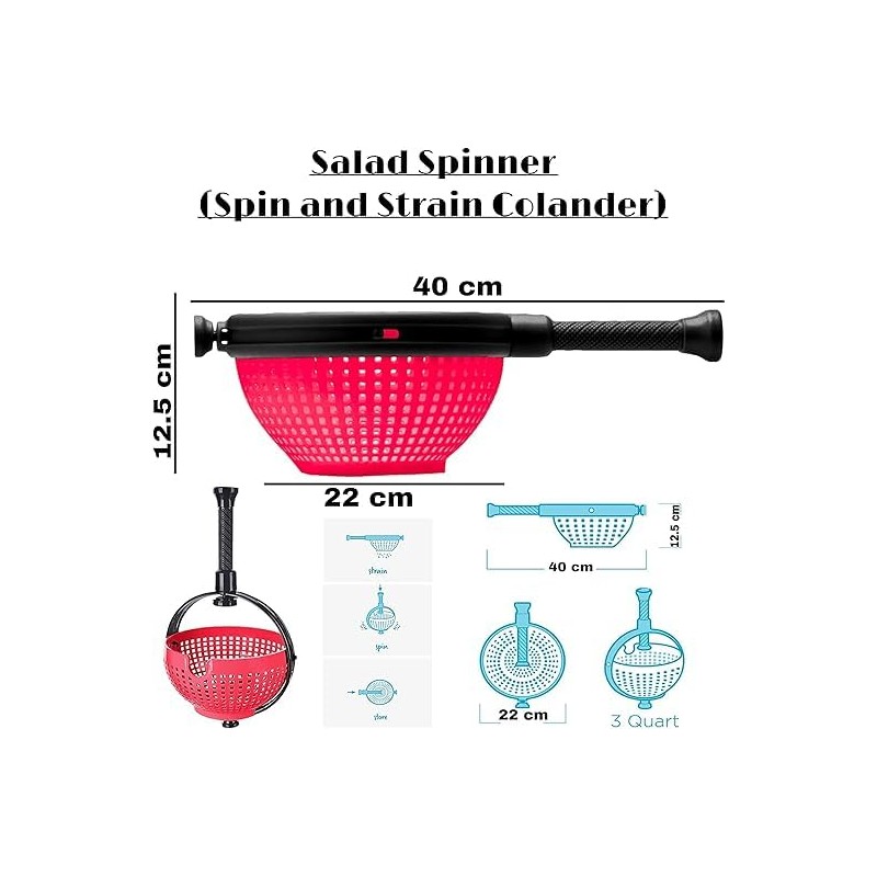 4All Salad Spinner Rotating Seive Easy Spin Centrifugal Dehydration Vegetable