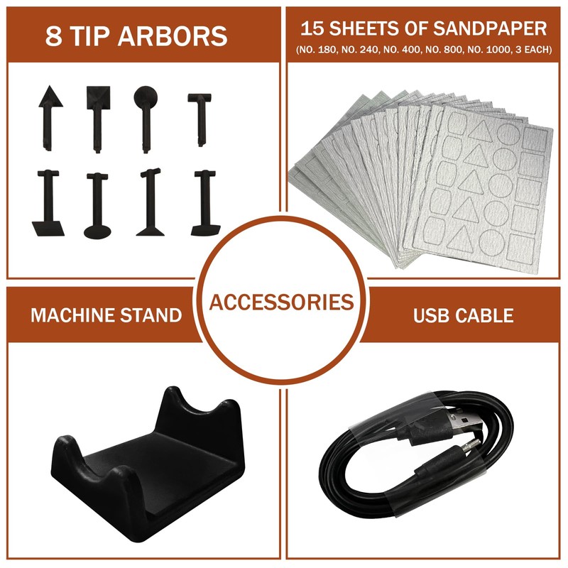 Cordless Pen Sander, Variable Speed and USB Charging with LED
