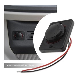 Pack of 4 2 USB Port Car Charger Adapter 12 V - 24 V Socket Car Dual USB Port Charger Plug Socket with LED for Motorcycle Car Boat ATV UTV Motorhome Motorhome