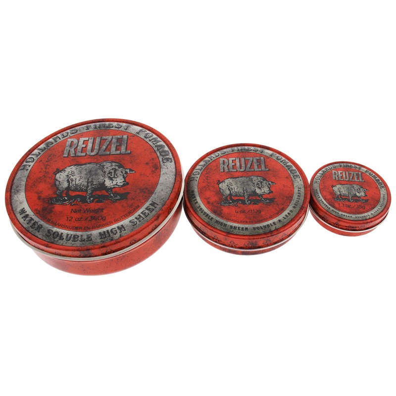 Reuzel Red Water Soluble High Sheen Pomade, No Dry Formula,