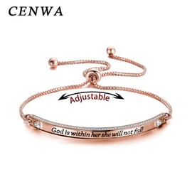CENWA Christian Gift Religious Bracelet Jewelry 46:5 God is Within Her She Will Not Fall Zircon Bracelet Bible Verse Bracelet Gift, 0.3937 inches, Metal