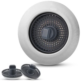 iFealClear Kitchen Sink Stopper with 2 Baskets,3-in-1 Kitchen Sink Strainer,Sink Plug Replacement, Suitable for Sink Holes with a Diameter of 72-86 mm and a Depth > 22 mm