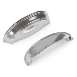 Hickory Hardware 1 Pack Solid Core Kitchen Cabinet Pulls, Luxury Cabinet Handles, Hardware for Doors & Dresser Drawers, 3 Inch & 3-3/4 Inch (96mm) Hole Center, Satin Nickel, American Diner Collection