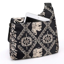 Nawoshow Nylon Floral Multi-Pocket Crossbody Purse Bags for Women Travel Shoulder Bag (Elephant)