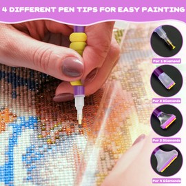 FJCTER FJCTER 45PCs DIY Diamond Painting Tools and Accessories Kit for Kids Adults, Complete Diamond Art Tools with Diamond Art Pens Tweezers Glue Diamond Correction, Diamond Painting Accessories