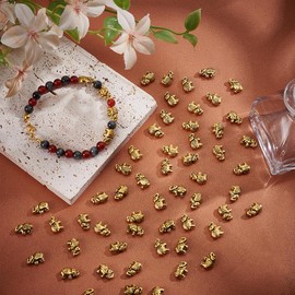UNICRAFTALE 100Pcs Elephant Beads Metal Spacer Bead Lucky Animal Bead Antique Golden Loose Spacer Beads for Jewelry Making Bracelet Necklaces DIY Crafts