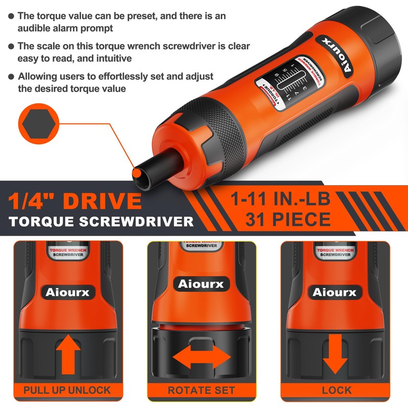 Aiourx Torque Screwdriver Set, 1-11 Inch Pounds lbs, 1 in-lb