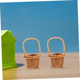 KONTONTY 6 Pcs Pp Woven Mini Baskets Handles Tiny Storage Baskets for Flowers Decorative Mini Baskets for Home Office