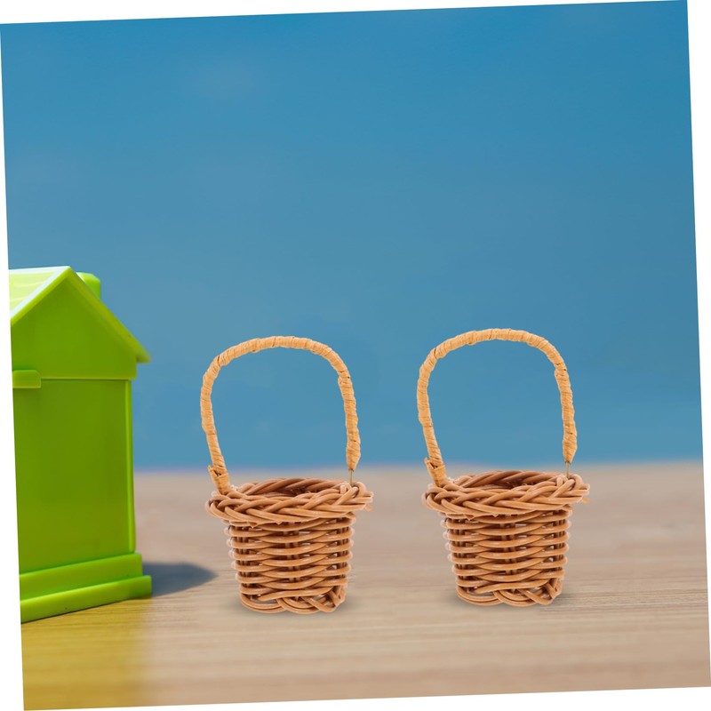 KONTONTY 6 Pcs Pp Woven Mini Baskets Handles Tiny Storage