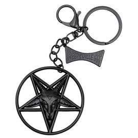 Kreepsville Baphomet Circle Charm Keyring - Gothic Pentagram Occult Keyring, black