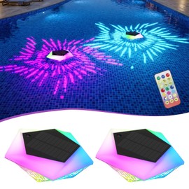 HYDONG Solar Floating Pool Lights with Remote 2 Pack 7.8 inch Upper and Lower Color Changing Floating Lights for Pool IP68 Waterproof Pool Lights for Party,Wedding,Yard,Garden