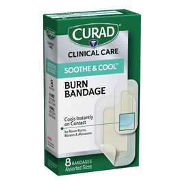 Curad Soothe & Cool Burn Bandages, Instant Cooling, Assorted Sizes, 8 Count
