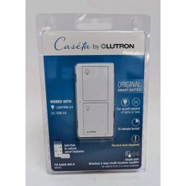 Lutron New Lutron Caséta Smart Switch Wireless 120V White PD-5ANS-WH-R Single Pole 3way