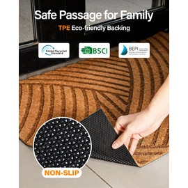 Door Mat Outdoor Welcome Mats: Artificial Coir Doormat for Indoor Outdoor Outside Home Entrance - Front Door Mat Non-Slip Backing Durable Fall Mat for Porch Entryway Floor Decor (Rippled, 17"x 30")