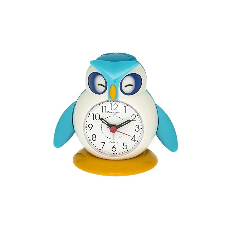 Eichmüller Children's Alarm Clock Owl Blue Analogue Alarm Clock with