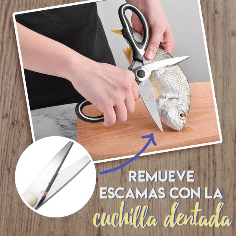 J.H. Company Tijeras De Cocina Multifuncion Con Funda Corta Hueso