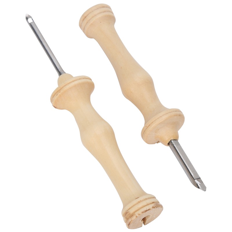 2Pcs Punch Needle Embroidery Kit Wooden Handle Yarn Needle DIY