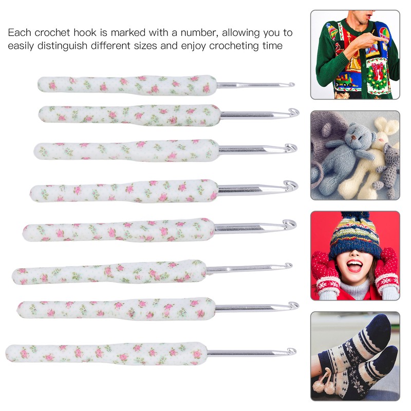 8pcs Crochet Hooks Ergonomic Design Comfortable Handle Easy Identification Compact