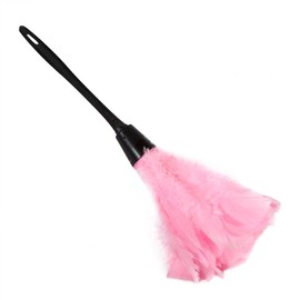 5 Color Soft Turkey Feather Dusting Brush with Black Handle Car Cleaning Tools for Home Furniture(Pink)