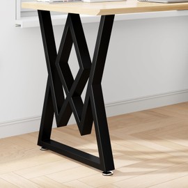 Glastined Metal Table Legs 24" H x 28" W Furniture Desk Bench Dining Table Legs Diamond Shape Heavy Duty Desk Legs with Adjustable Feet Set of 2 Black