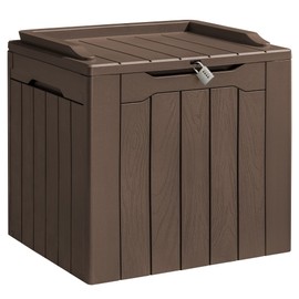 Homall 31 Gallon Resin Deck Box Waterproof Outdoor Storage Lockable Indoor Outdoor Organization and Storage Container for Patio Furniture Cushions, Garden Tools (Dark Brown)