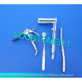 ODM Mathieu Speculum+ Hegar Dilator +Pinwheel & Graves Speculum Small