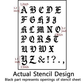 J BOUTIQUE STENCILS Transparent Creative Basic Lettering Stencil Reusable Template, A~Z Alphabet Letters
