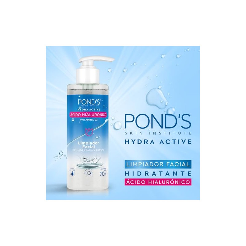 POND'S Limpiador Facial Hydra Active con Ácido Hialurónico 200 mL