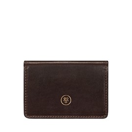Maxwell Scott - Mens Luxury Leather Business Card Holder with Magnetic Closure Flap - Made in Italy - The Abramo Dark Brown
