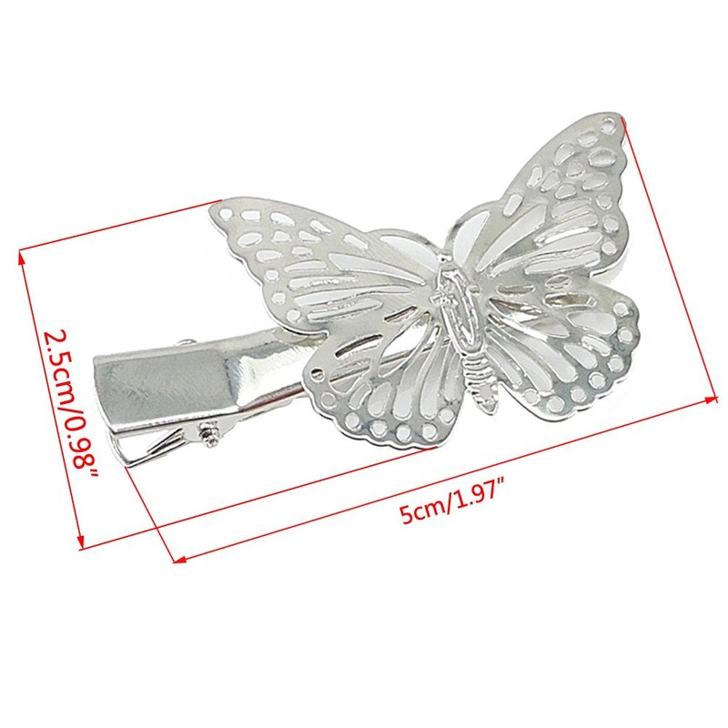Yueton 1 Pair Silver Butterfly Hair Clip Hair Accessories, Bride