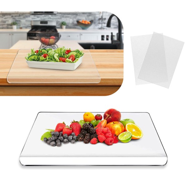 Acrylic Cutting Board with Counter Lip, 16x12 Inch Clear Chopping