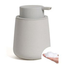 Bosilunlife Ceramic Foaming Soap Dispenser - 12oz Matte Grey Foam Hand Soap Dispenser Bathroom Countertop Soap Dispensers Kitchen Dish Soap Pump Dispenser Liquid Soap Dispenser for Bathroom
