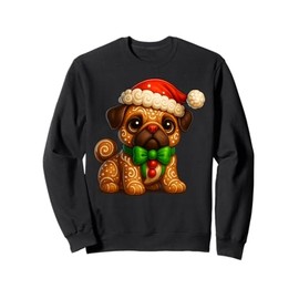 Funny Gingerbread Man Pug Santa Christmas Womens Mens Gifts Sweatshirt