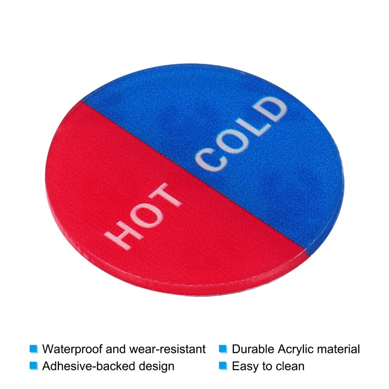 PATIKIL Pack of 4 Self Stick Hot/Cold Water Label Acrylic
