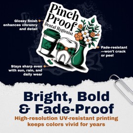 (2 Pack) Pinch Proof Dental Hygienist Stickers Sticker - Cute Tooth Stickers - 2 Pack - 5 Inches - Made in USA - PLDFS10875