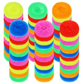 120 Pieces Plastic Dish Round Pot Scrubbers for Dishes Kitchen Scouring Pad Nylon Assorted Color Reusable Dish Washing Poly Mesh Non Scratch Scour Pads for Household Cleaning