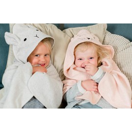 Kindsgut Kapuzenhandtuch Katze aus 100% zertifizierter Baumwolle, kuschelig weich für Babys und Kleinkinder, ideal für zuhause oder unterwegs, Rosa