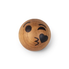 Spring Copenhagen Kiss Wooden Emoji Ball | Wooden Figure | Diameter 7 cm | Home Decoration | Nursery Jewellery | Wood (FSC Oak) | Spring Emotions Collection | Design by mencke&vagnby