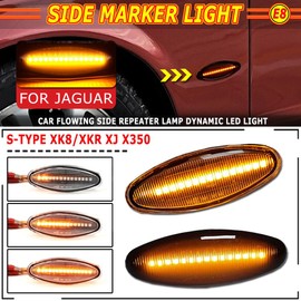 Yoegerery Sequential Blinker LED Side Marker Light For Jaguar S-Type 1999-2007 XK8 XKR 1996-2005 XJ X350 2003-2006 Indicator Repeater Lamp (Dynamic Smoked)