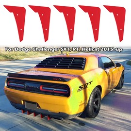 Rear Diffuser V3 5 Fins Set For Dodge Challenger 2015-2024 Stock Rear Bumper, Red Rear Bumper Diffuser Shark Fins