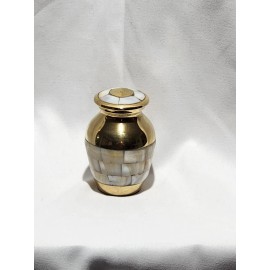 Small Keepsake 4 Cubic Inches Mother of  Pearl Brass Cremation Urn for Ashes