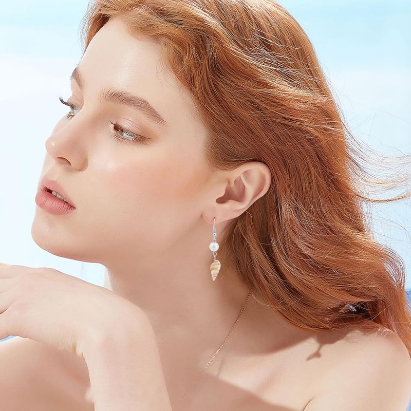 AHANDMAKER 100Pcs Shell Pendants 2 Colors Spiral Seashells Natural Shell