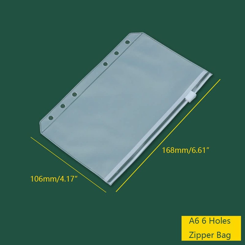 Zipper Bag (A6/6 Holes) Binder Pockets 6 Holes Budget Cash
